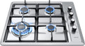 IsEasy Plaque Gaz 4 Feux Inox, Plaque de Cuisson Gaz 4 feux Encastrable, Table de cuisson 60cm, Gazs Ville et Bouteille(Argent)