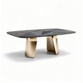 Table à manger en marbre noir avec pieds en métal doré 180 x 90 x 75cm
