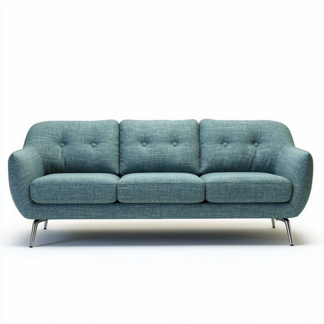 Canapé en tissu bleu clair avec pieds en métal 205 x 85 x 85cm