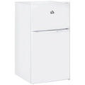 HOMCOM Double Door Mini Fridge with Freezer, 3.2 Cu.Ft Compact Refrigerator with Adjustable Shelf, Adjustable Thermostat(18 W x 19.75 D x 34 H/White)