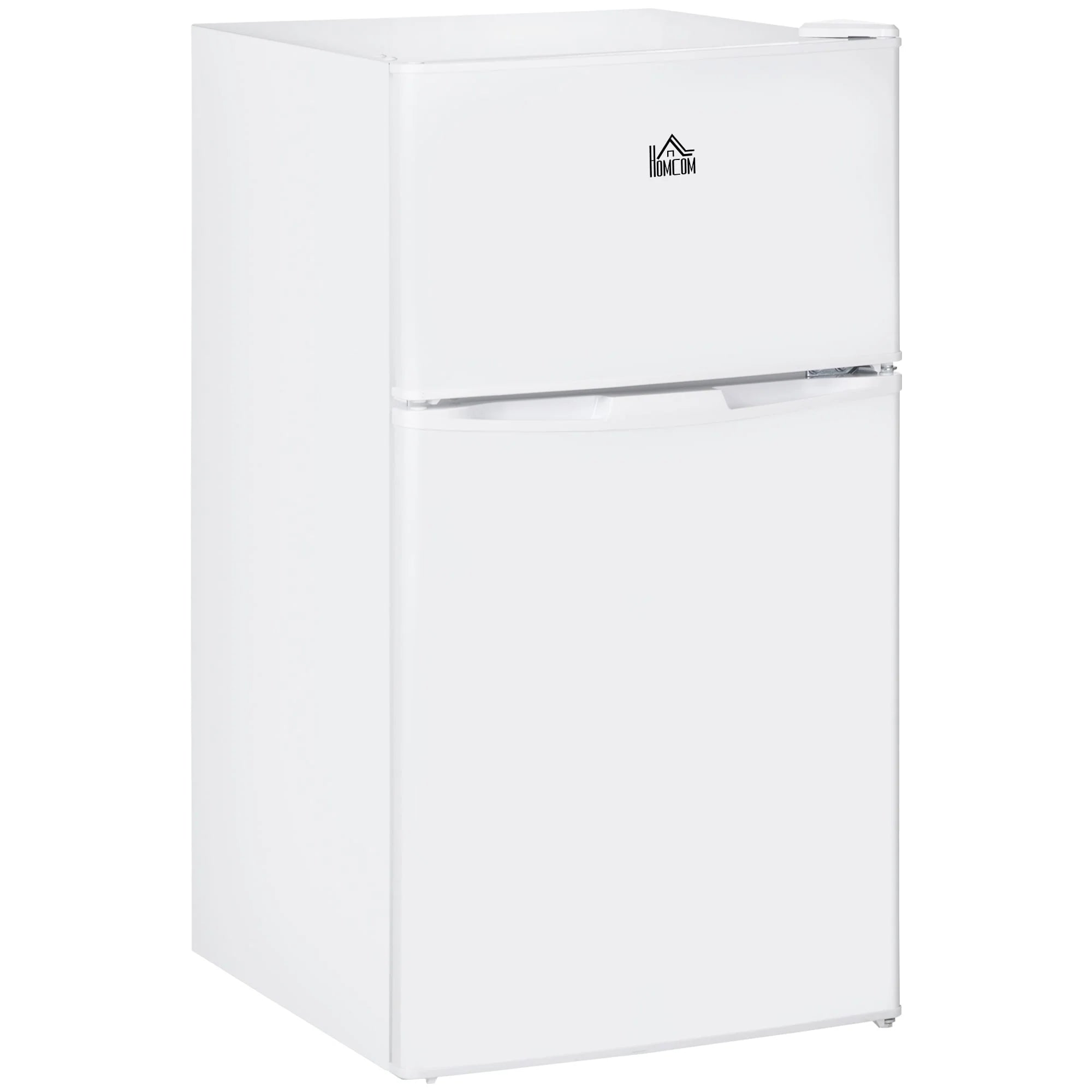HOMCOM Double Door Mini Fridge with Freezer, 3.2 Cu.Ft Compact Refrigerator with Adjustable Shelf, Adjustable Thermostat(18 W x 19.75 D x 34 H/White)