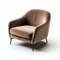 Fauteuil en velours beige avec accoudoirs et piètement en métal noir 80 x 80 x 75cm