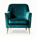 Fauteuil en velours violet avec piètement en bois 70 x 85 x 70cm