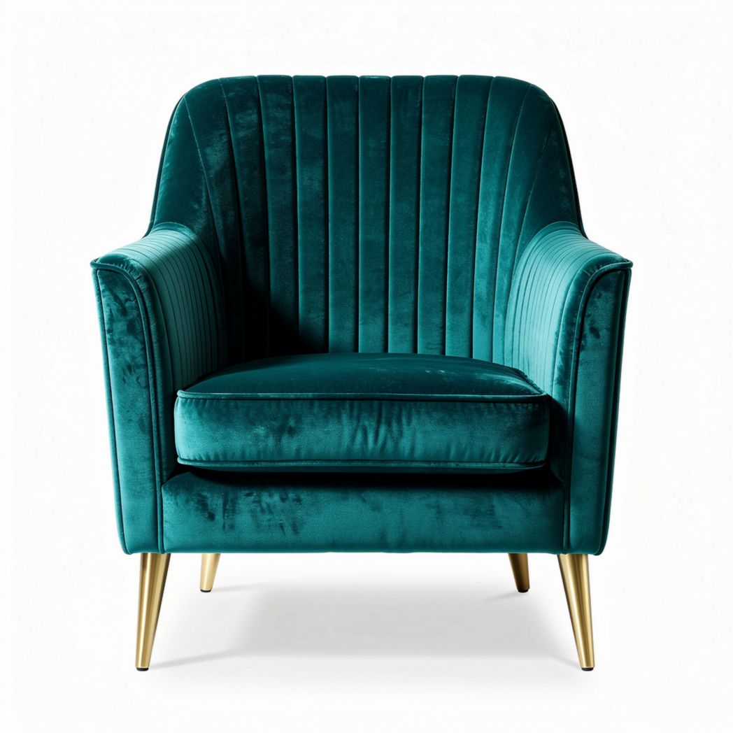 Fauteuil en velours violet avec piètement en bois 70 x 85 x 70cm