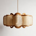 Suspension en rotin naturel avec finition dorée pour intérieur moderne 30 x 30 x 60cm