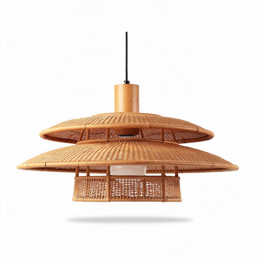 Suspension en rotin tissé de 60 x 60 x 25cm pour décoration intérieure