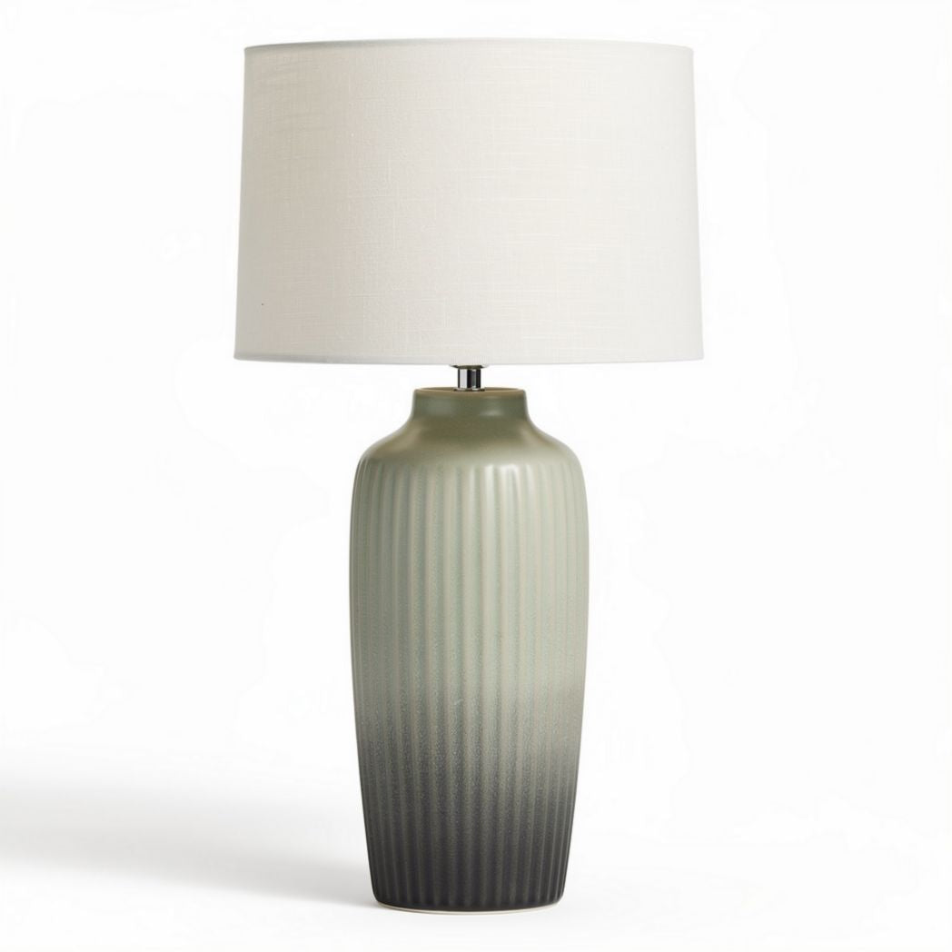 Lampe de table en céramique verte avec abat-jour en tissu de 30 x 30 x 60cm