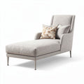 Chaise longue en tissu beige avec coussin décoratif 150 x 75 x 85cm
