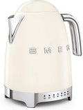 Smeg, Bouilloire à Température Variable KLF04CREU 1,7 L, Plusieurs Température, Filtre Anticalcaire Lavable, Arrêt Automatique de Sécurité, Indicateur de Niveau d'Eau, Enrouleur de Câble, 2400W, Crème(Crème)