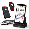 Amplicomms M510-C 4G Smartphone for Seniors Who Especially Use Their Phone at Home - Easy to Use Big Button Mobile Phone, Charging Base and Neck(Noir/Rouge)