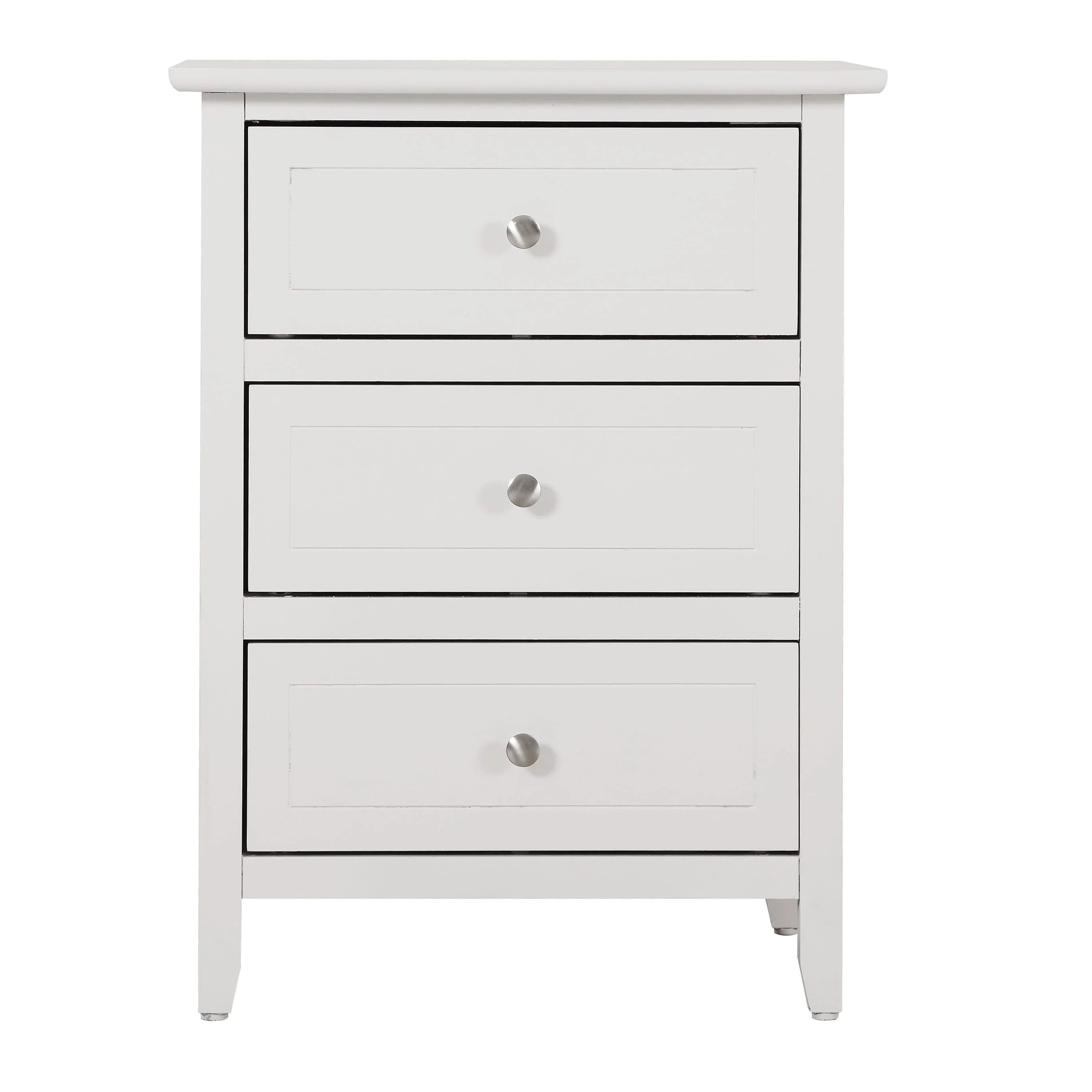 Daniel 3-drawer Transitional Wooden Nightstand(White)