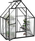 Froadp serre de jardin en aluminium avec fondation, 125 × 180 × 195 cm, polycarbonate 4 mm, résistante aux intempéries, avec fenêtres(Noir/Transparent)