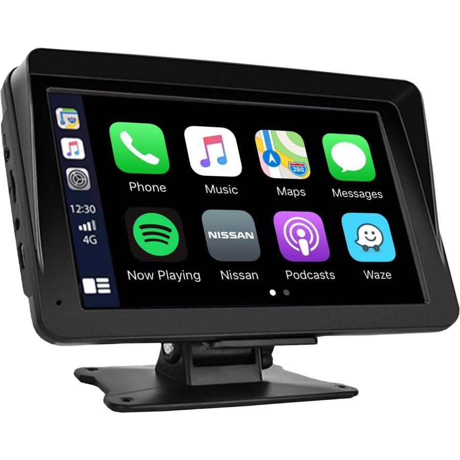 Ecran compatible avec la technologie Carplay et Android + caméra de recul 12/24V(Noir)
