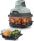 Ninja CRISPi Friteuse sans huile portable, 3,8L, 4-en-1 : Frire sans huile, Rôtir, Garder au chaud, Recroustiller, Design compact, 2 récipients avec couvercles, 1 700 W, Sauge FN101EUSG(Sauge/Noir/Gris)